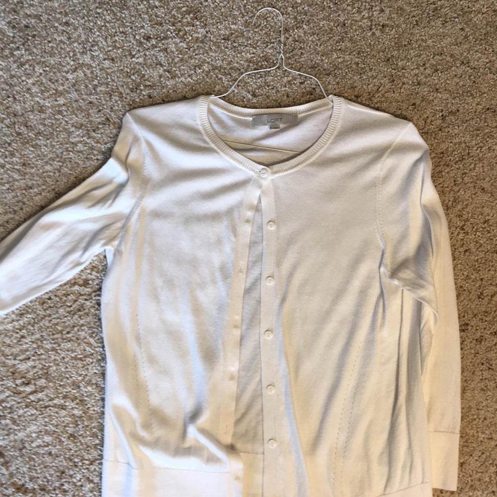 Cream Loft button up sweater